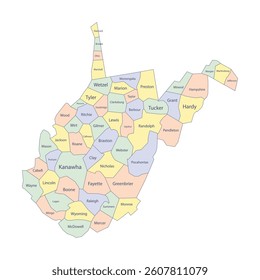 Flat color design of West Virginia state country map vector