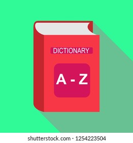 Flat color dictionary book icon, long shadow