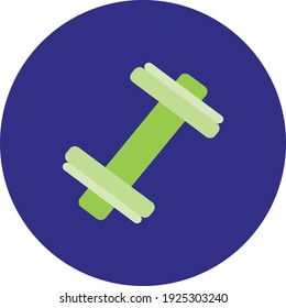 Flat color dumbbell on blue background. Fully editable. Royalty free.	