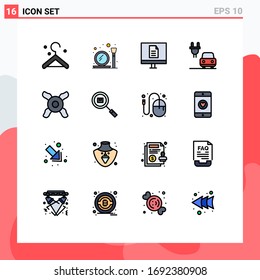 Flat Color Filled Line Pack of 16 Universal Symbols of delivery; fan; internet; cooler; charge Editable Creative Vector Design Elements