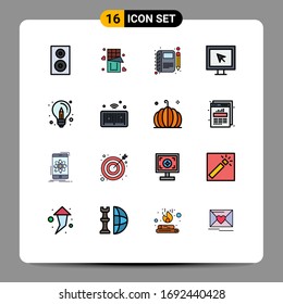 Flat Color Filled Line Pack of 16 Universal Symbols of tv; internet; sweet; entertainment; notebook Editable Creative Vector Design Elements