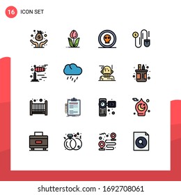 Flat Color Filled Line Pack of 16 Universal Symbols of windy; dollar; rose; mouse; horror Editable Creative Vector Design Elements