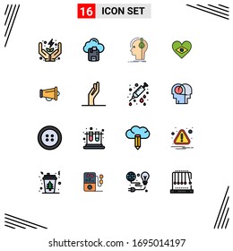 Flat Color Filled Line Pack of 16 Universal Symbols of megaphone; flag; composer; brazil; sound Editable Creative Vector Design Elements
