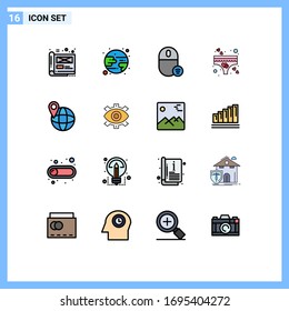 Flat Color Filled Line Pack of 16 Universal Symbols of global; panties; computers; love; mouse Editable Creative Vector Design Elements