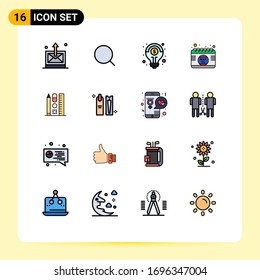 Flat Color Filled Line Pack of 16 Universal Symbols of scale; time; financial; day; calendar Editable Creative Vector Design Elements