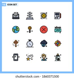 Flat Color Filled Line Pack of 16 Universal Symbols of worldwide; earth; discount; planning; gym Editable Creative Vector Design Elements