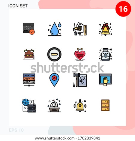 Flat Color Filled Line Pack of 16 Universal Symbols of christmas; scale; drink; brush; paint Editable Creative Vector Design Elements