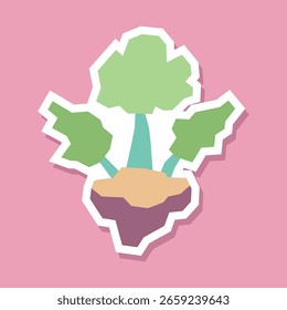 Flat Color Floating Island Sticker Pack in a Cutout Style