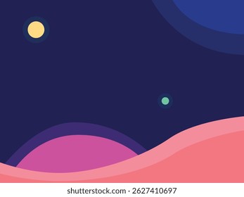 Flat color fluid and circle shape poster vector background