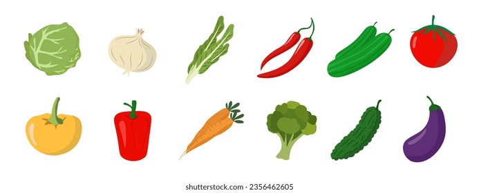 Flat color fruit icon set, cartoon fruit icons collection