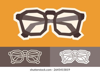 Conjunto de pegatinas de gafas de color plano con estilo recortado