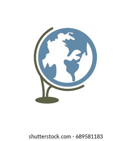 Flat color globe icon for web. Vector illustration.