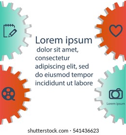 flat color gradient gear for business infographics Template for Data visualization, diagram,  , presentation ,steps or processes.