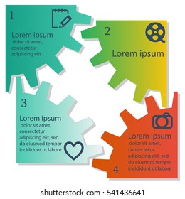 flat color gradient gear for business infographics Template for Data visualization, diagram,  , presentation ,steps or processes.