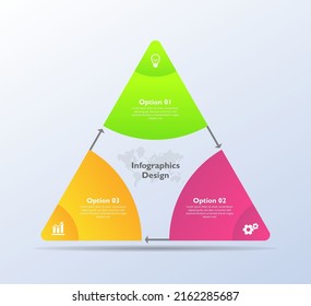 Flat color gradient infographic business design with 3 step