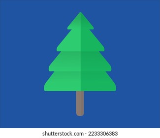flat color green tree illustration