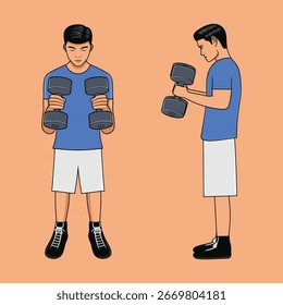 Ilustração de vetor de haltere de ginástica de cores planas