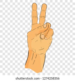 flat color hand draw sketch Counting or Voting Hand, Two at transparent effect background