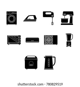 Flat color home appliance icon set