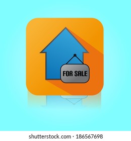 Flat Color House For Sale Icon