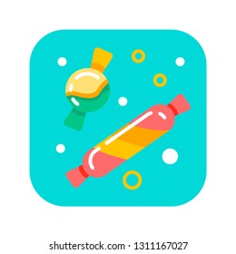 Flat color icon candy. Confectionery concept. Flat illustration. Sign for web or mobile app. UI/UX, GUI user interface. Vector clipart.