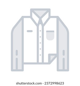 Flat color icon of classic collared shirt. Casual clothes and shoes. Wardrobe item to create modern fashionable look. Simple vector symbol isolated on white background