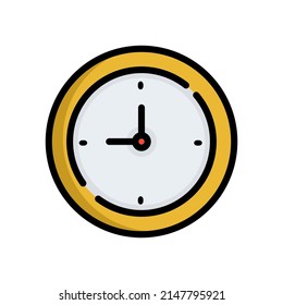 Flat color icon of clock, alarm clock.