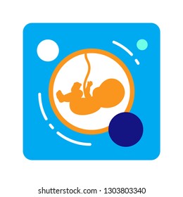 Flat color icon embryo. Concept of pregnancy. Isolated flat drawing, illustration. Sign for web or mobile app. UI/UX user interface. Vector clipart.