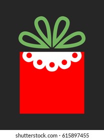 Flat color icon gift box on dark background. A surprise for the holiday