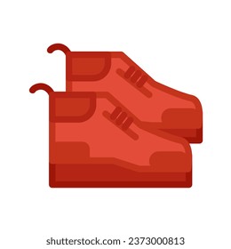 Icono de color plano de un par de botas de excursión altas. Ropa y zapatos casuales. Un armario para crear un estilo moderno y de moda. Símbolo vectorial simple aislado en fondo blanco