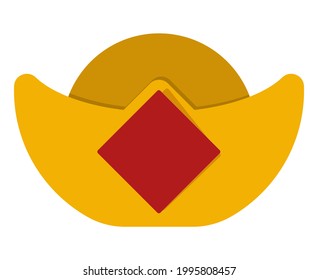 Flat color icon a sycee or chinese gold ingot for apps or websites