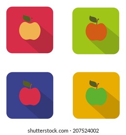 Flat color icons apples. UI design.