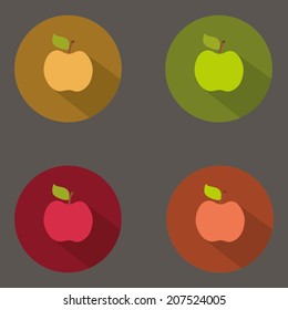 Flat color icons apples. UI design.