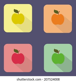 Flat color icons apples. UI design.