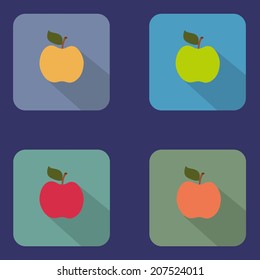Iconos de color plano manzanas. diseño de interfaz de usuario.