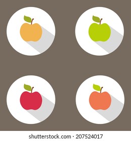 Flat color icons apples. UI design.