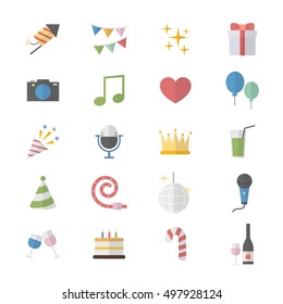 Flat Color Icons Design Set of Party Celebration