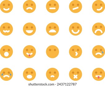 Flat color icons set for Emoji.