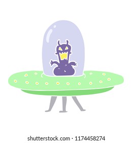 ilustração de cor plana de alienígena em disco voador