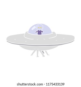 flat color illustration of alien flying saucer