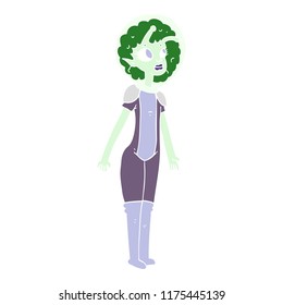 ilustração de cor plana de alienígena espaço menina