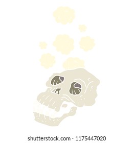 flat color illustration of ancient skull
