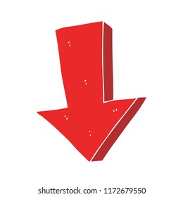 flat color illustration of arrow pointing down