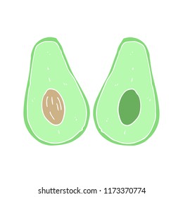 flat color illustration of avocado
