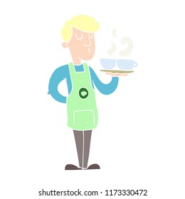 flat color illustration of barista serving coffee