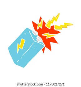 flat color illustration of battery sparking