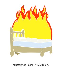 flat color illustration of beds are burning