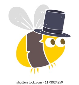flat color illustration of bee in top hat