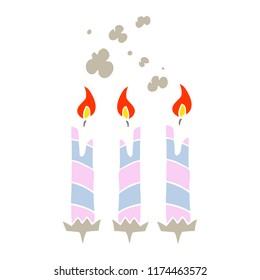 flat color illustration of birthday cake candles