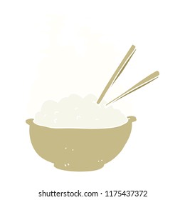 flat color illustration of bowl of hot rice